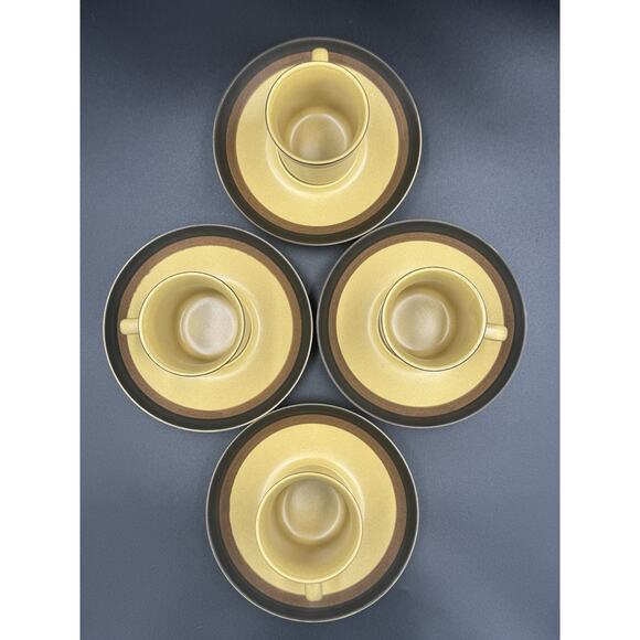 Vintage Arrow Stone Japan Cups & Saucers Set of 4– Mid Century Japanese - Picture 2 of 10